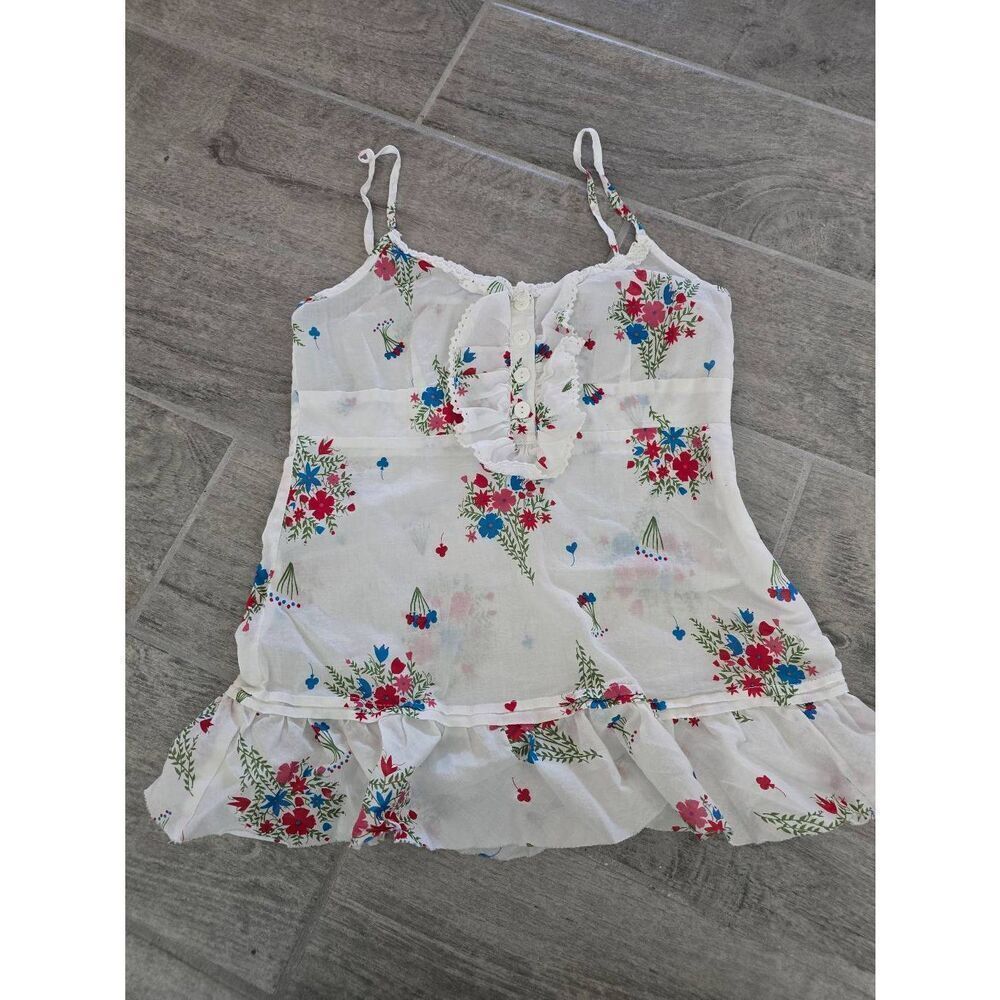 Jack by BB Dakota Floral‎ Tank Peplum Hem Size XS White